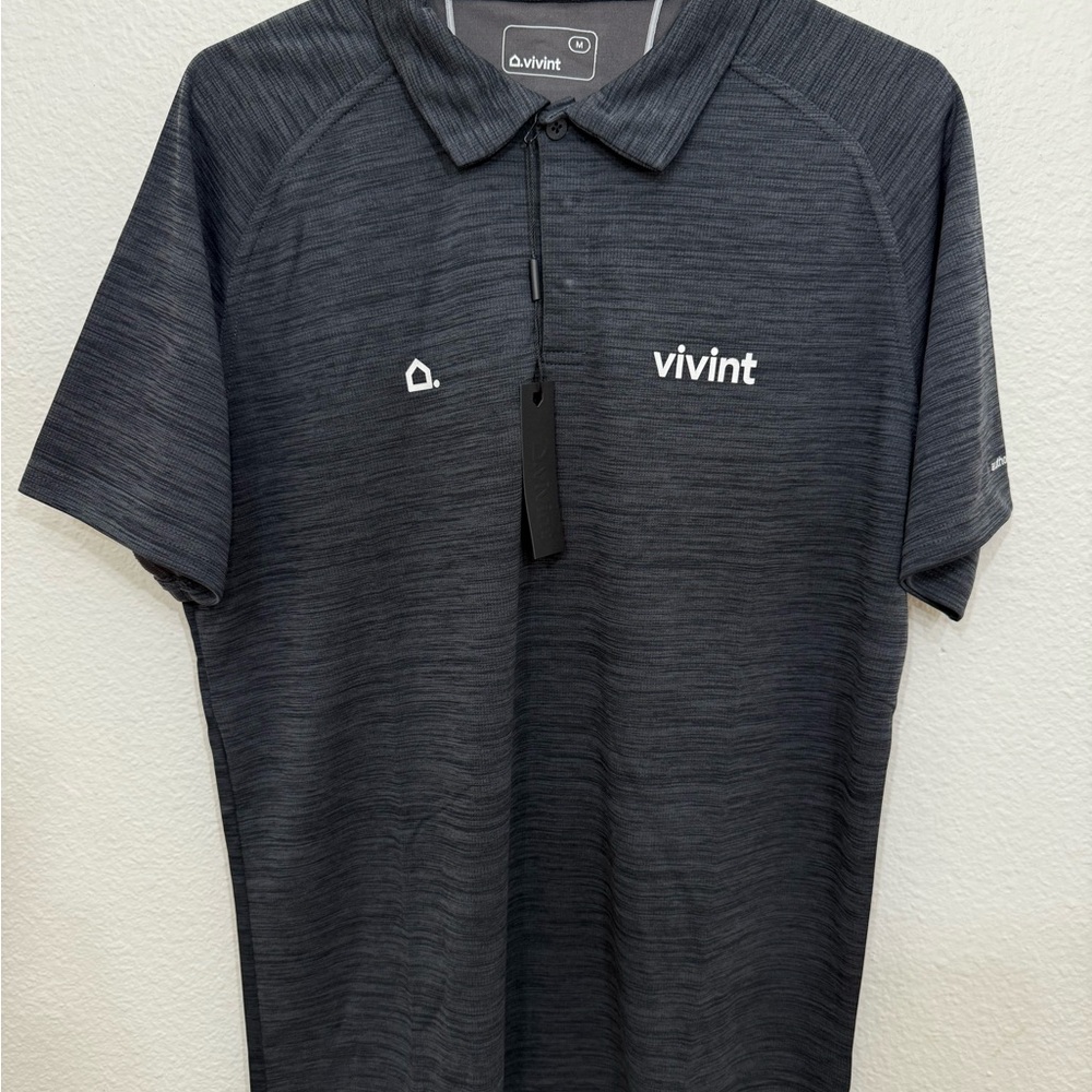 Vivint Polo Short Sleeve Shirt Black Sports Golf Mens Size M Official New NWT